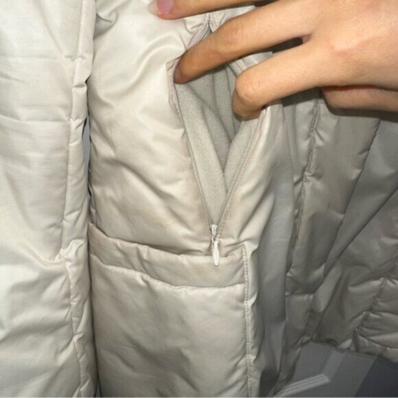 Mackage Cream Mid-length Down WOOL Leather Puffer jacket Coat with Fur Hood sz S - Picture 6 of 15